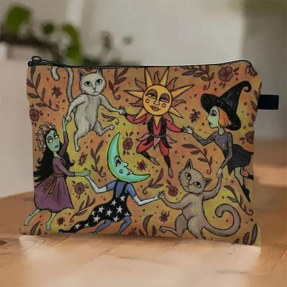 New Cat and Moon Design Makeup Bag Trendy Durable Storage Bag Portable Forest Bag Gift