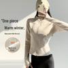 Women's Autumn/Winter Fleece Yoga Jacket - Zipper, Long Sleeve, Slim Fit for Running, Cycling, Fitness