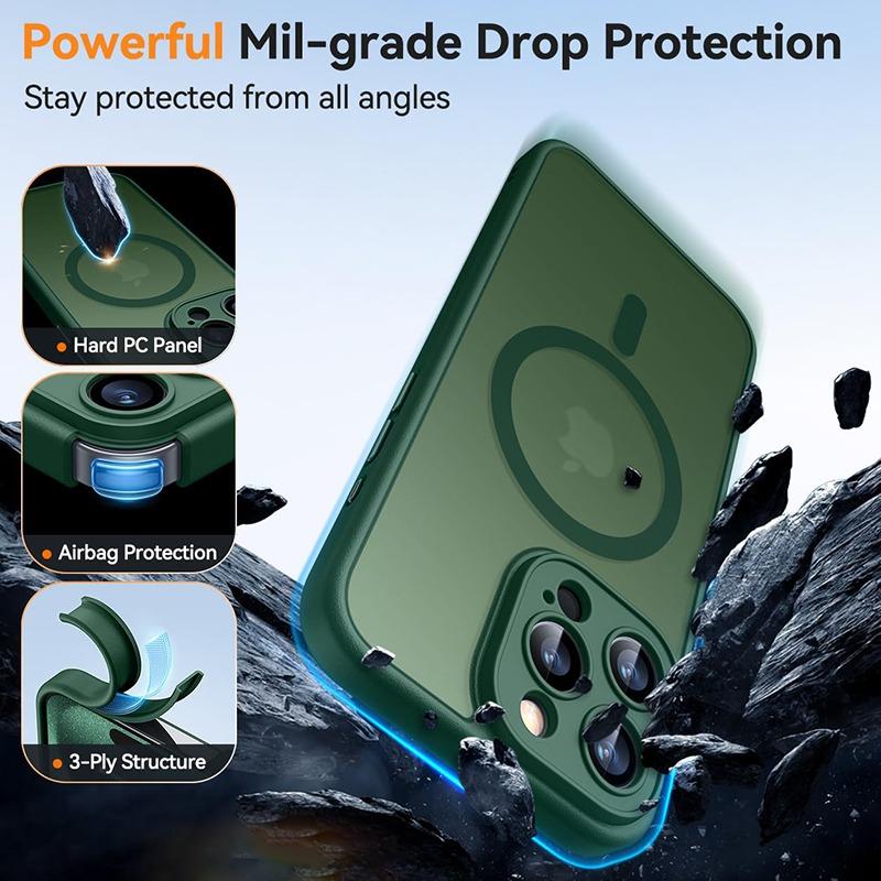 Luxury Frosted Shockproof Armor Phone Case For iPhone 17 16 15 14 13 12 11 Pro Max For Magsafe Matte Transparent Magnetic Cover