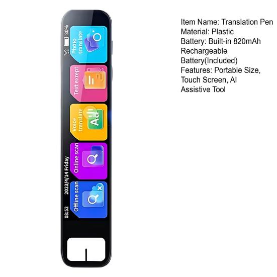 Ручка-переводчик 134 языка Онлайн-перевод Сканирование ИИ Умная ручка Вспомогательный инструмент Сенсорный экран Устройство для перевода языков Изучающие языки