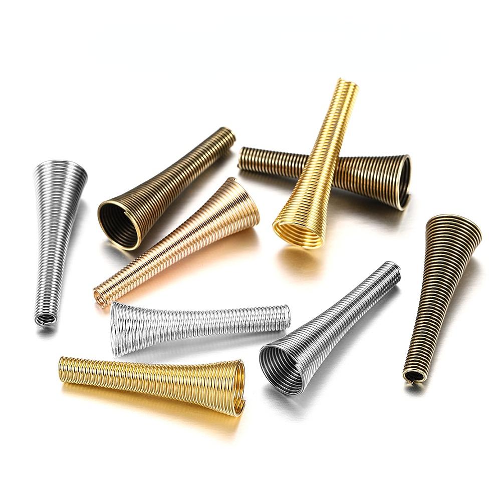 12 шт., металлические пружинные колпачки в форме воронки, шапки для бисера, принадлежности для самостоятельного изготовления бисера, конусные пружинные колпачки для изготовления ювелирных изделий, аксессуары