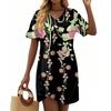 Женские летние повседневные платья с цветочным принтом и короткими рукавами, завязанным узлом на подоле