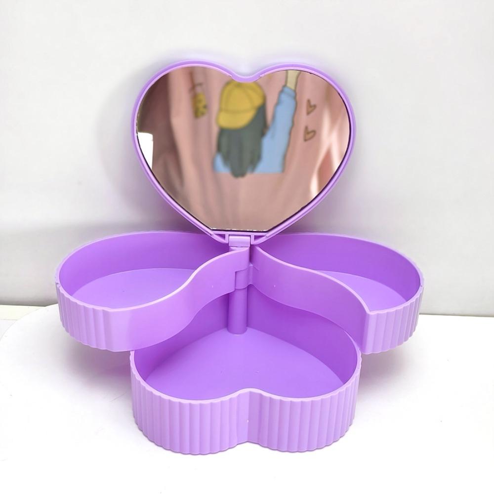 Rotating Heart Shape Jewelry Boxes Double Layer Jewelry Storage Boxes Jewelry Organizer Gift Box