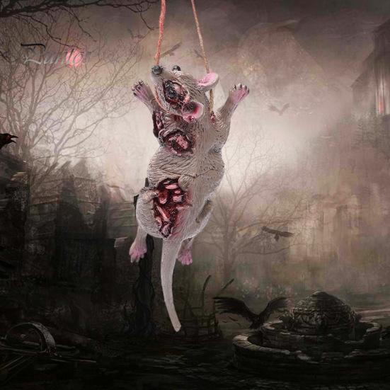 Подвеска на Хэллоуин, реалистичная, жуткая, подвесная, голова крысы, свиньи, паука, летучей мыши, украшение для дома с привидениями для вечеринки на Хэллоуин