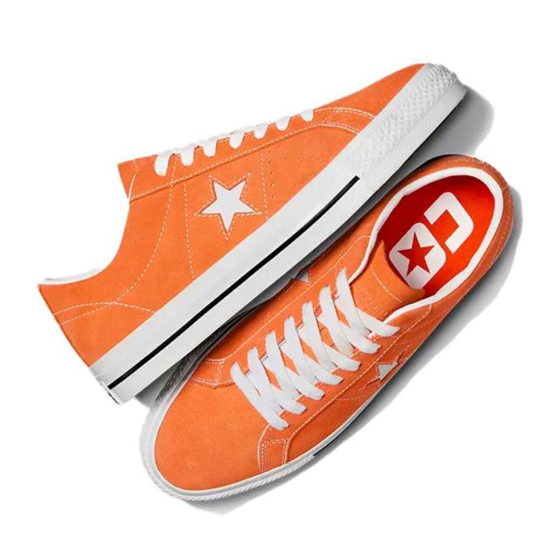 Converse One Star Pro удобные и универсальные нескользящие и прочные низкие кеды для скейтбординга унисекс оранжевые и белые