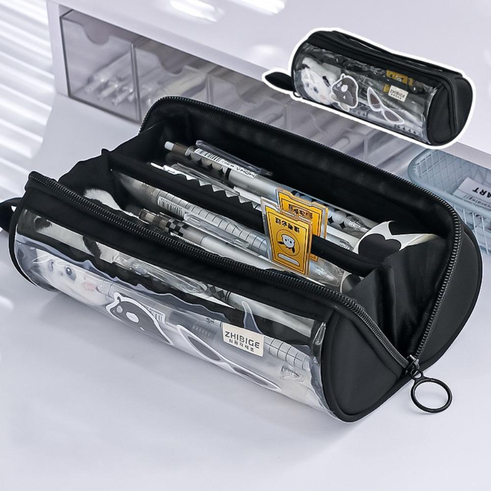 Цилиндрическая сумка для ручек Прозрачная сумка для канцелярских принадлежностей Грязенепроницаемая коробка для ручек для студентов