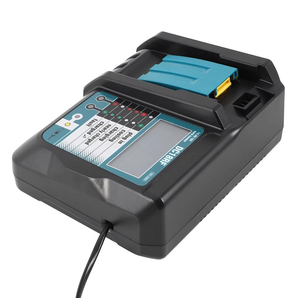 DC18RF Li-ion Супербыстрое зарядное устройство для литиевых аккумуляторов Makita 14.4V-18V BL1860B,BL1830,,BL1415,BL1440 со светодиодным экраном, USB-портом