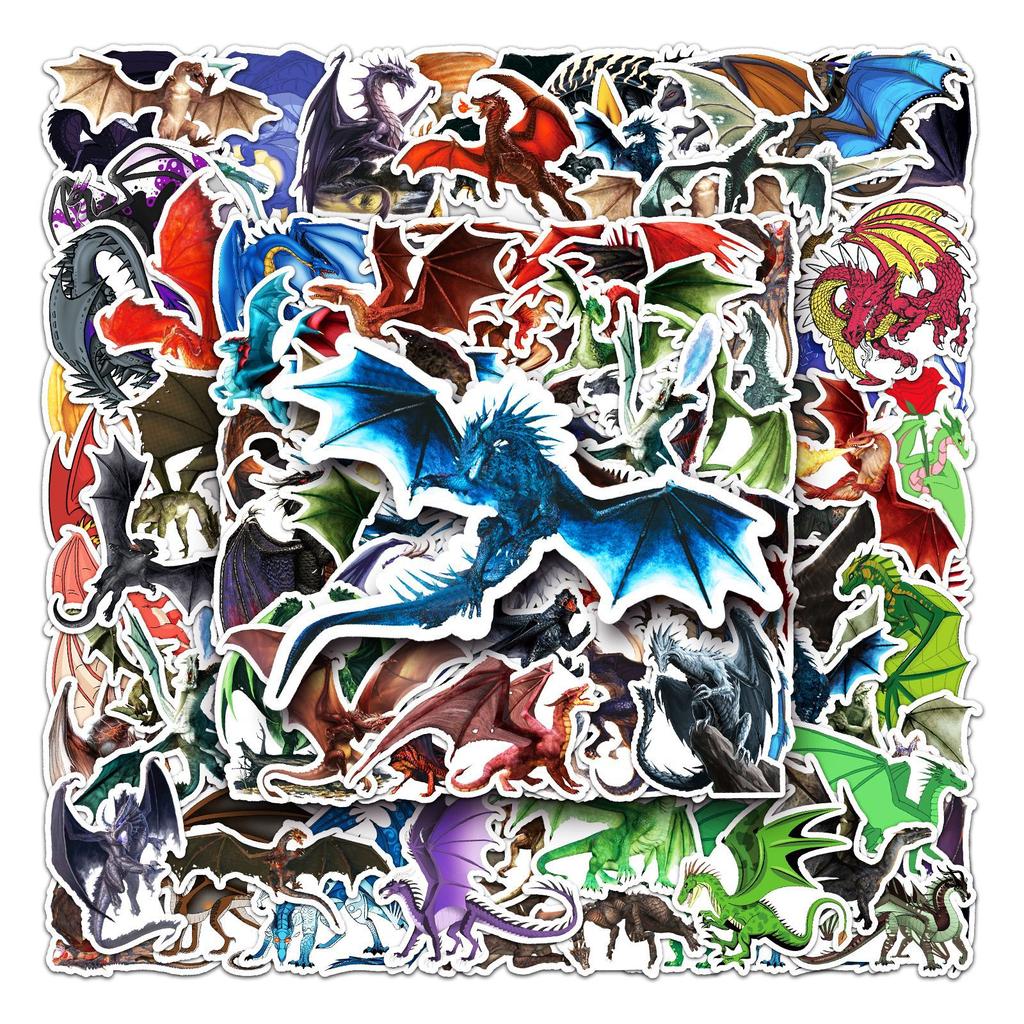 100 Dragon Doodle Stickers Cross Border Cartoon Cool Animal Stickers DIY Phone Case Suitcase Stickers Waterproof