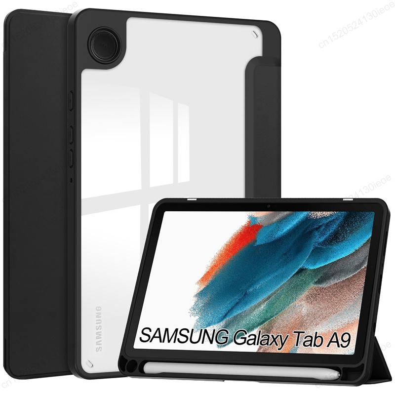 Acylic Transparent Back Tablet Cover for Samsung Galaxy Tab A9 8.7 Inch 2023 Shockproof Case S9 Plus 11" Pencil Holder Funda