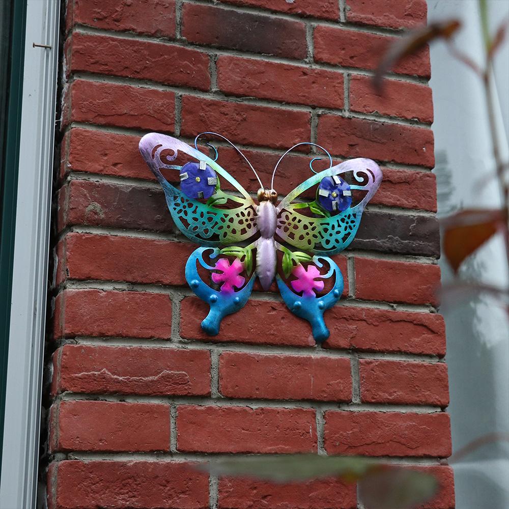 Beautiful Fence Ornament 3D Hanging Sculpture Metal Butterfly Wall Art Garden Decorative
