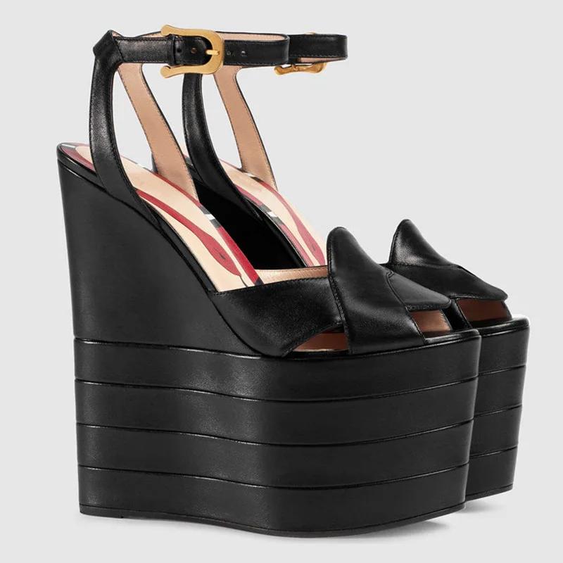 2024 Новые сексуальные туфли на высоком каблуке с рыбьим ртом, женские модные туфли на толстой подошве, босоножки на танкетке для вечеринок и клуба, на платформе, на высоком каблуке