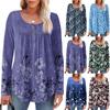 Women's Long Sleeve Tunic Loose Tops Casual Oversized Tops Pleated Tunic Button Down Casual Women's Print Tops