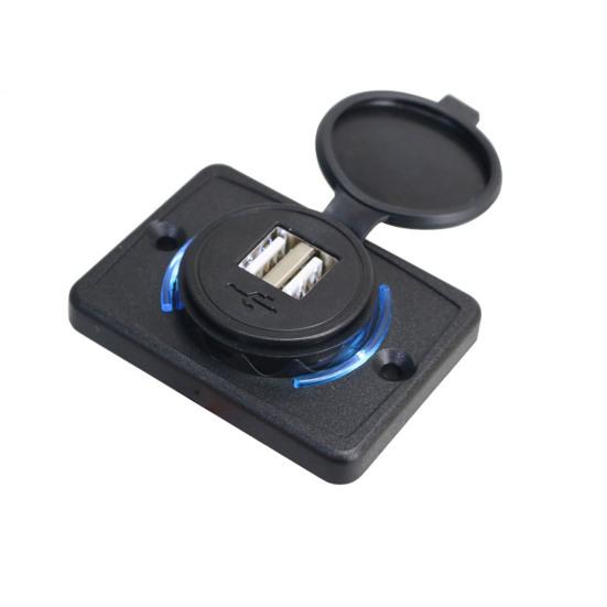 Автомобильное зарядное устройство с двумя портами и откидной крышкой, быстрая зарядка USB-зарядным устройством для автофургонов, телефонов, планшетов, лодок, квадроциклов, универсальная зарядная станция для транспортных средств на 12–24 В