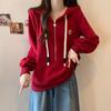 Style Autumn Korean Printed Jacket Casual Loose Versatile Hooded Sweatshirt for Women