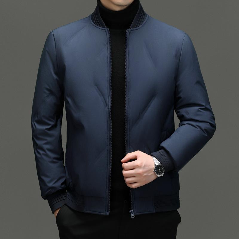 Куртка-пуховик с бейсбольным воротником, мужская зимняя куртка, повседневная, легкая, для пап среднего возраста, хлопковая одежда, утолщенная, деловая мужская одежда