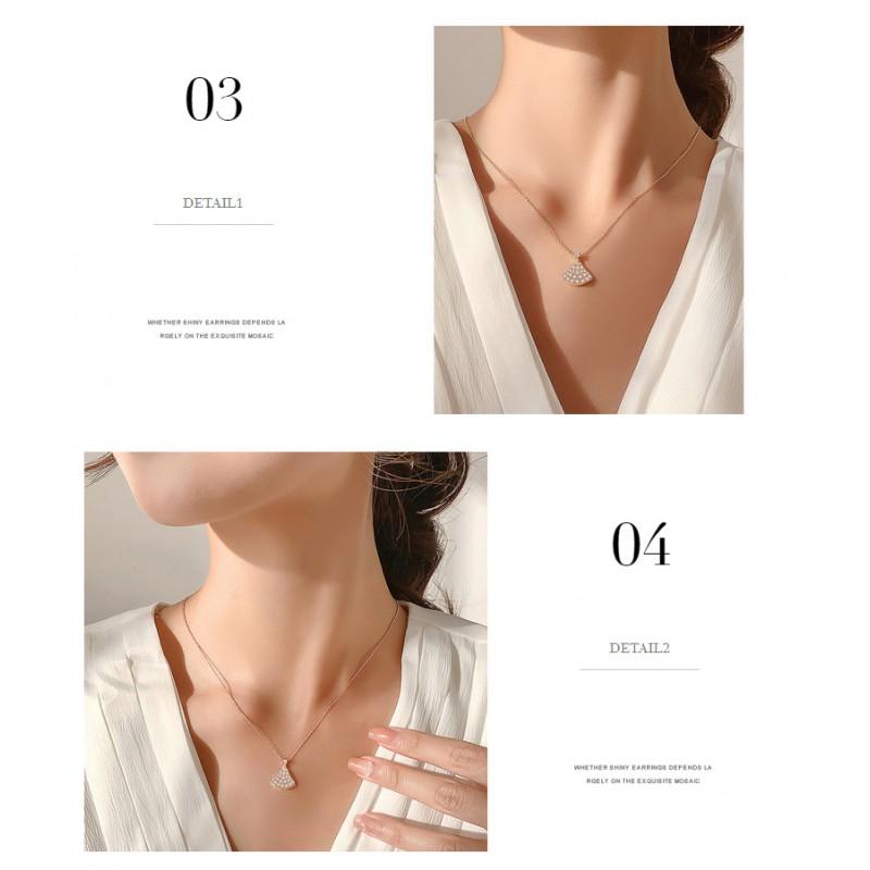 Elegant Skirt Pendant Necklace Women Rose Gold Plated Copper Minimalist Statement Jewelry