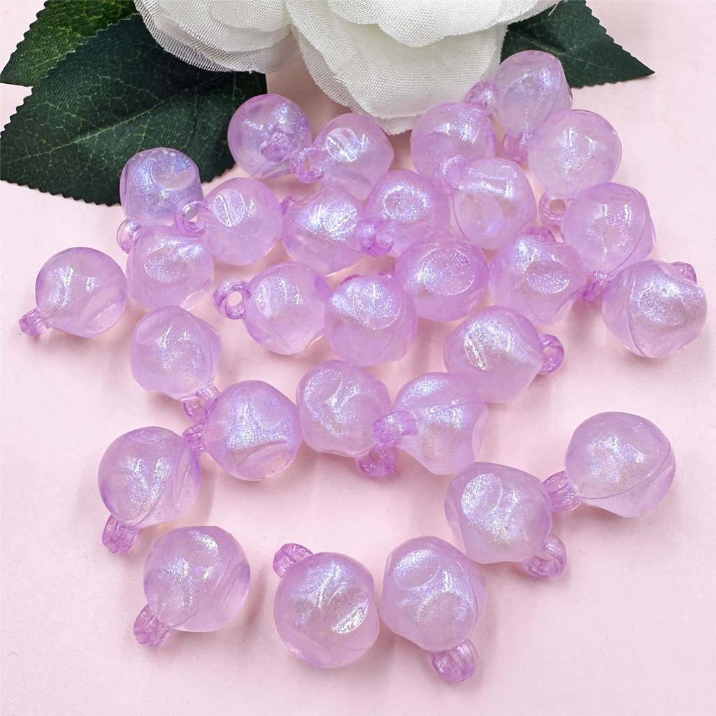30Pcs/14.8*19.3mm With Hole Jelly Colored Round Beads Craft DIY Handmade Material DIY Beading Accessory Acrylic For Necklace Earrings Making Beads