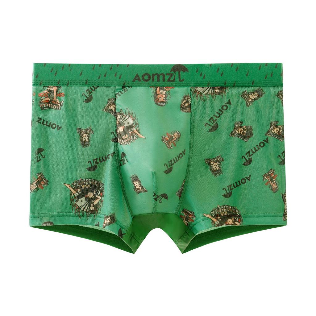 Мужские трусы-боксеры с сетчатым принтом, мужские летние прохладные дышащие четырехугольные короткие трусы-боксеры с головкой