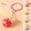 Dice Keychain 20 Sides Number Curved Stainless Polished Chain Geometric Car Key Holder Handbag DIY Pendant Key Organizer