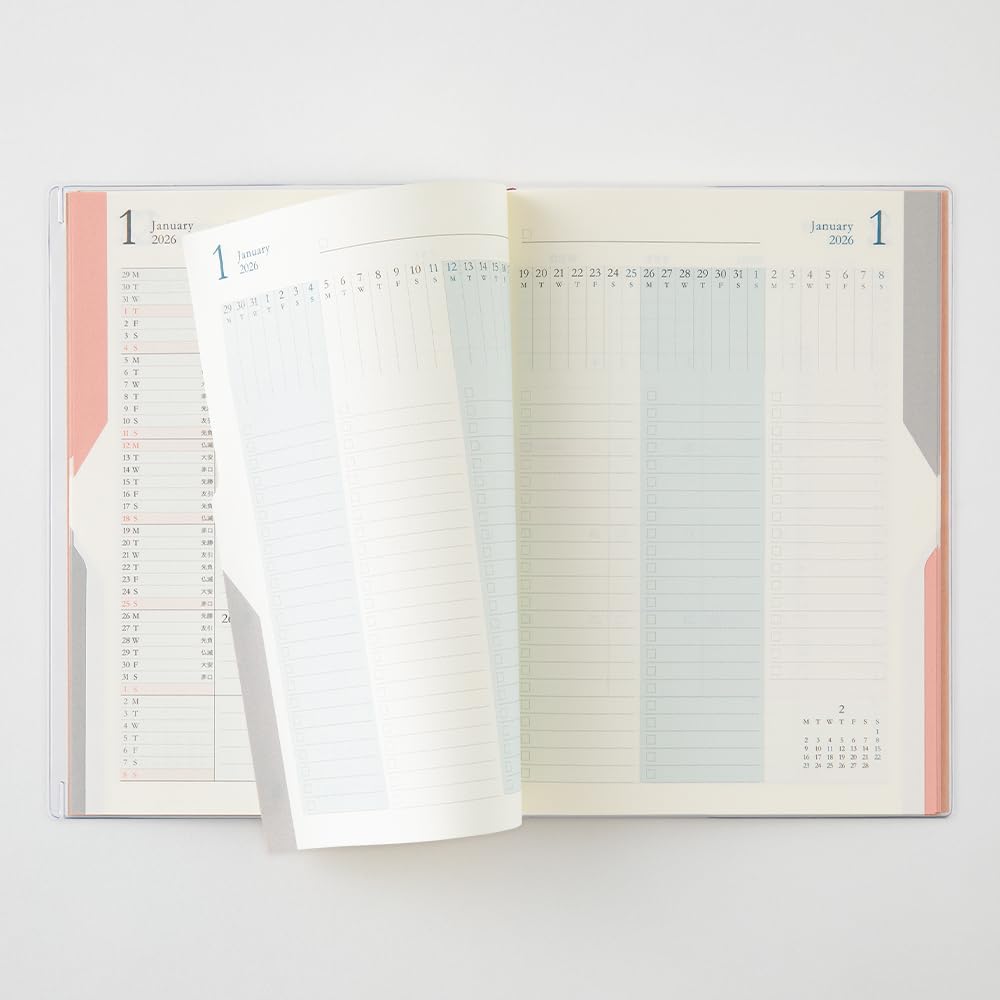 Midori Double Schedule Monthly To 22387006 October Planner, 2026, B6, Do, Orange, (Starts 2025)
