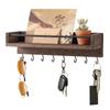 Плавающая полка из дерева в деревенском стиле, настенная, для декора прихожей, держатель для ключей, стойка с 8 крючками для ключей, пальто, поводков для собак