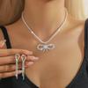 1Set Versatile Bow Design Earrings Necklace Set For Women Girls Vintage  Necklace Drop Earrings Wedding Jewelry Gifts