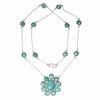 Necklace Amazonite Feceted Gemstone Handmade Antique Silver Jewelry 26''