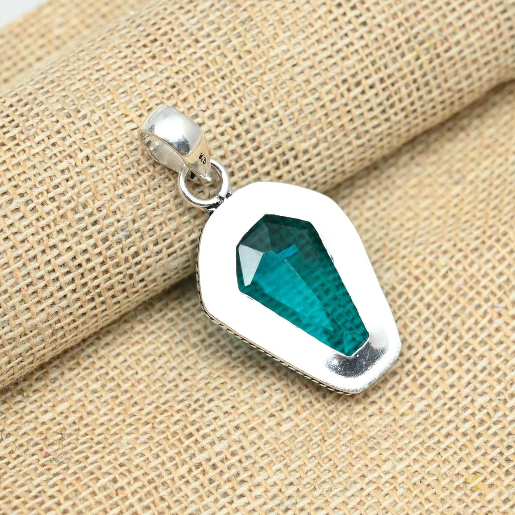 Аква-апатит, драгоценный камень 925, твердое серебро, ювелирные изделия, подвеска ручной работы для нее