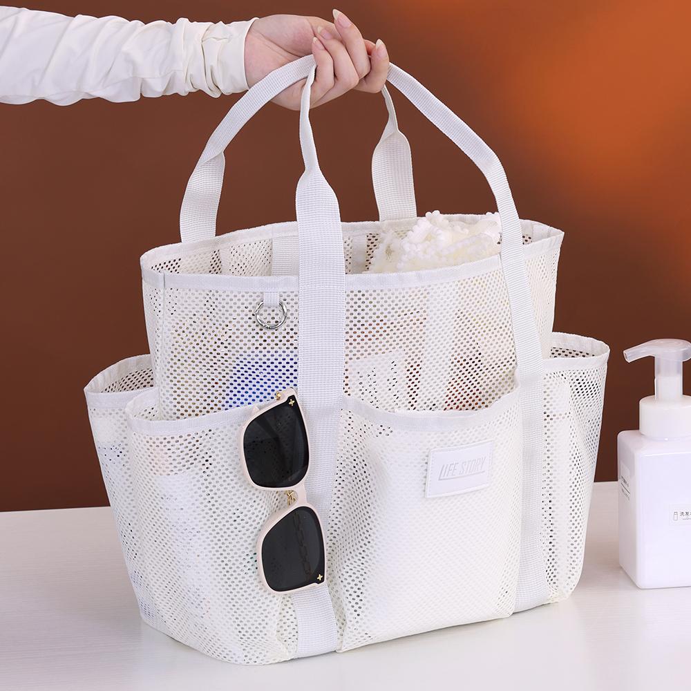 9017 Mesh Beach Bag Outdoor Swimming Toiletries Storage Tote Portable Cosmetic Handbag
