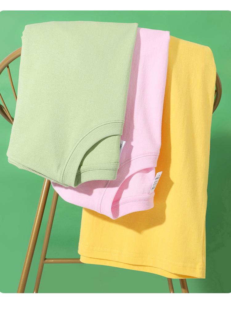 Cotton Short-sleeved T-shirt Men's Fashion Trend Black and White Clothing T-shirt Summer Men's and Women's Shirts with Pure Color Simple Match