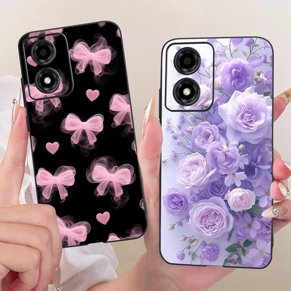 Cute Printing Phone Case For Motorola Moto E14 Soft Black Silicone TPU Cases For Moto E14 Covers Bumpers