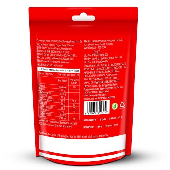 Tata Coffee All in 1 Premix, Карамельный вкус, Растворимый кофейно-цикорный премикс, Насыщенный аромат, 160г (10 пакетиков по 16 г)