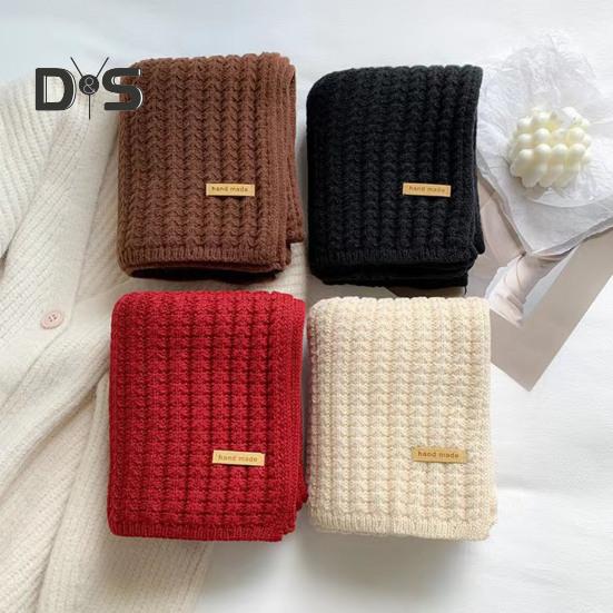 Winter Scarf Solid Color Thickened Warm Knitting Scarf Men Women Long Neck Wrap Garment Clothing Accessories