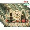 4pcs Christmas Placemat Set, Nutcracker Tree Branch Snowflake Print for Kitchen Home Party Dining Table Decor