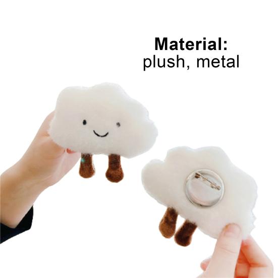 Hair Clips Fluffy Decoration Plush Cartoon Clouds Brooch Pin for Ornament