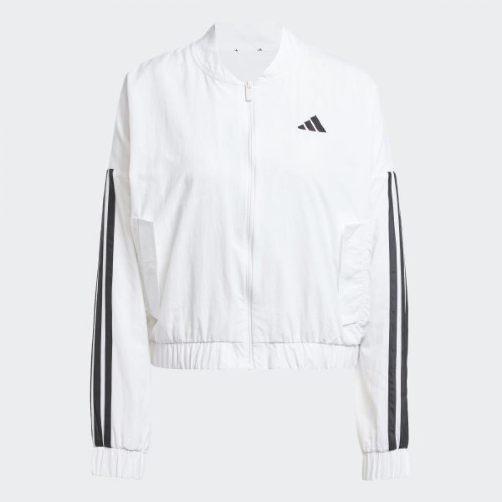 Adidas Women S eSSentialS 3 Stripe lifeStyle Woven Bomber Jacket White