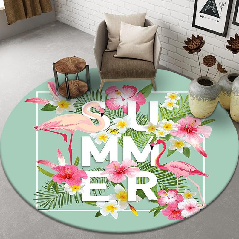 Противоскользящий коврик для стула, круглый ковер с фламинго для гостиной, домашний декор, напольный ковер для девочки, спальни, прикроватный ковер, дверной коврик