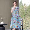 New Hot Fashion Casual 2024 Summer Dress For Women Print Loose O-Neck Cotton Women Clothing Dresses Plus Size