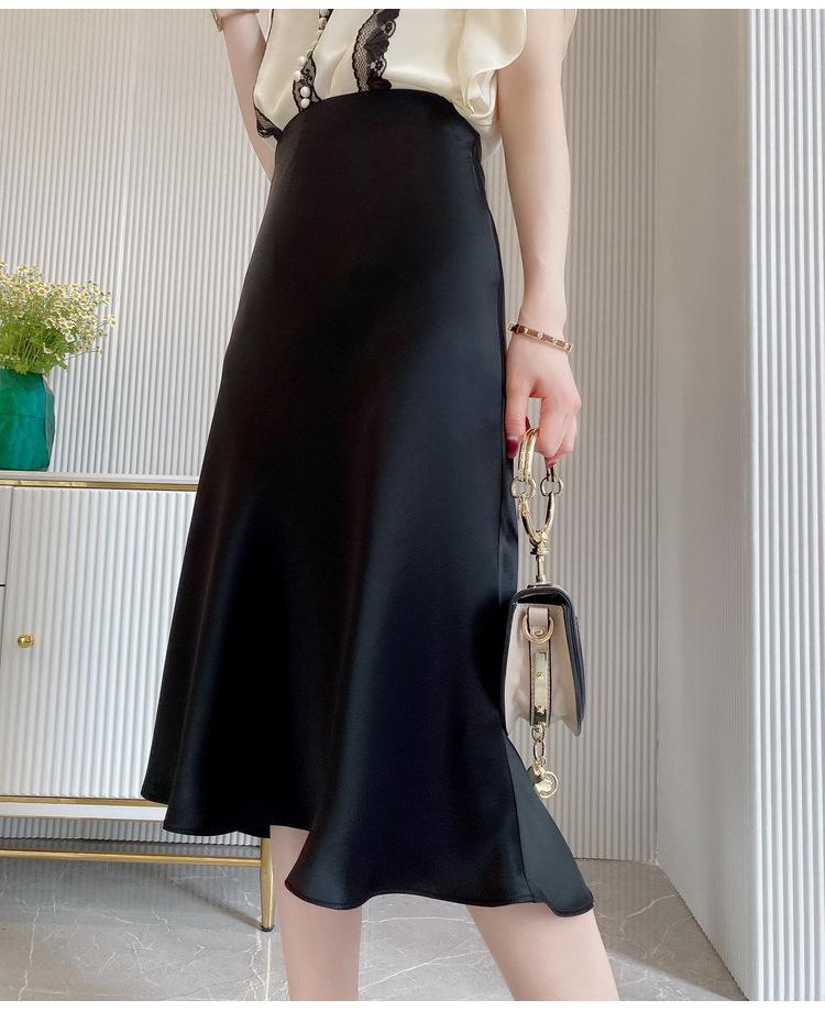 Elegant Retro Satin Acetate Umbrella Skirt for Women