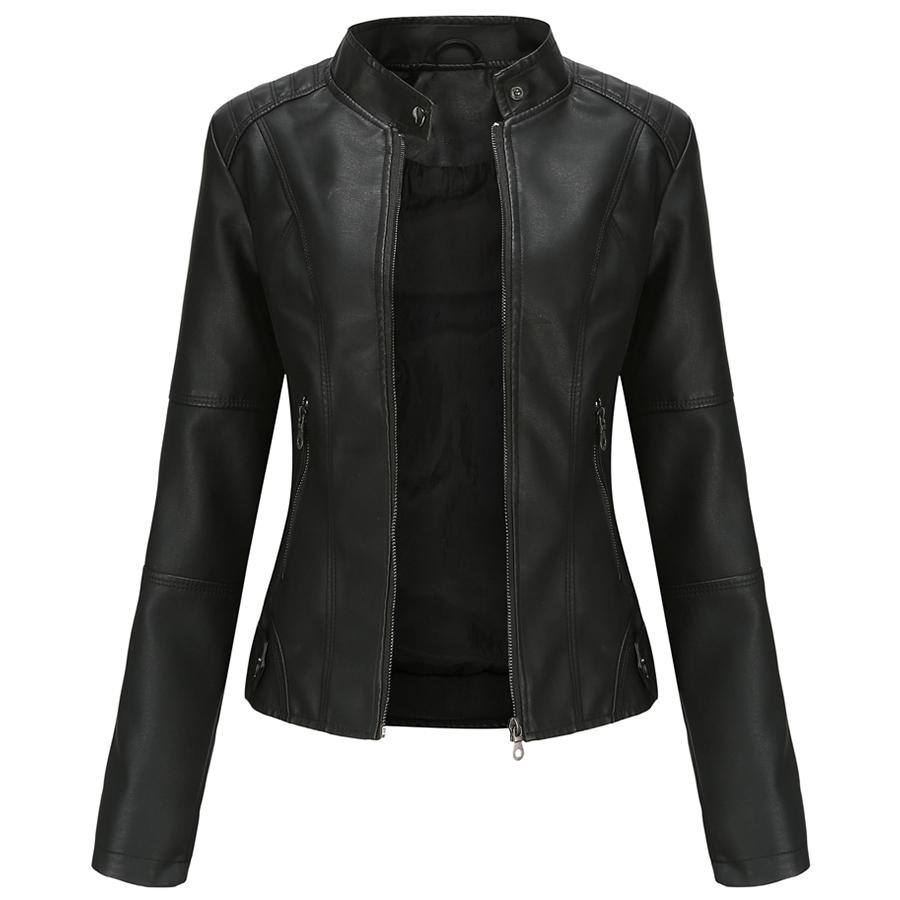 Женская байкерская куртка из искусственной кожи из искусственной кожи, мотоциклетная повседневная тонкая куртка на молнии, укороченная верхняя одежда Racer Moto Bomber, большие размеры S-4XL, модная новинка большого размера