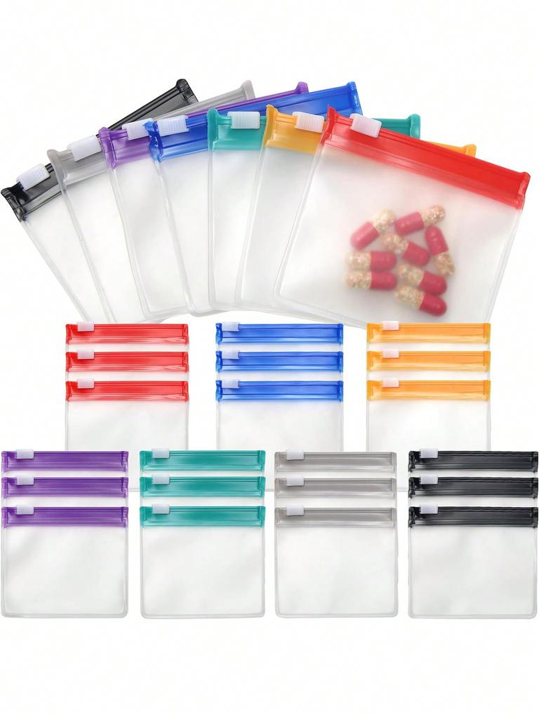 14pcs zipper pill bag, reusable pill bag, medicine bag, portable pill bag, self sealing travel pill bag with sliding lock