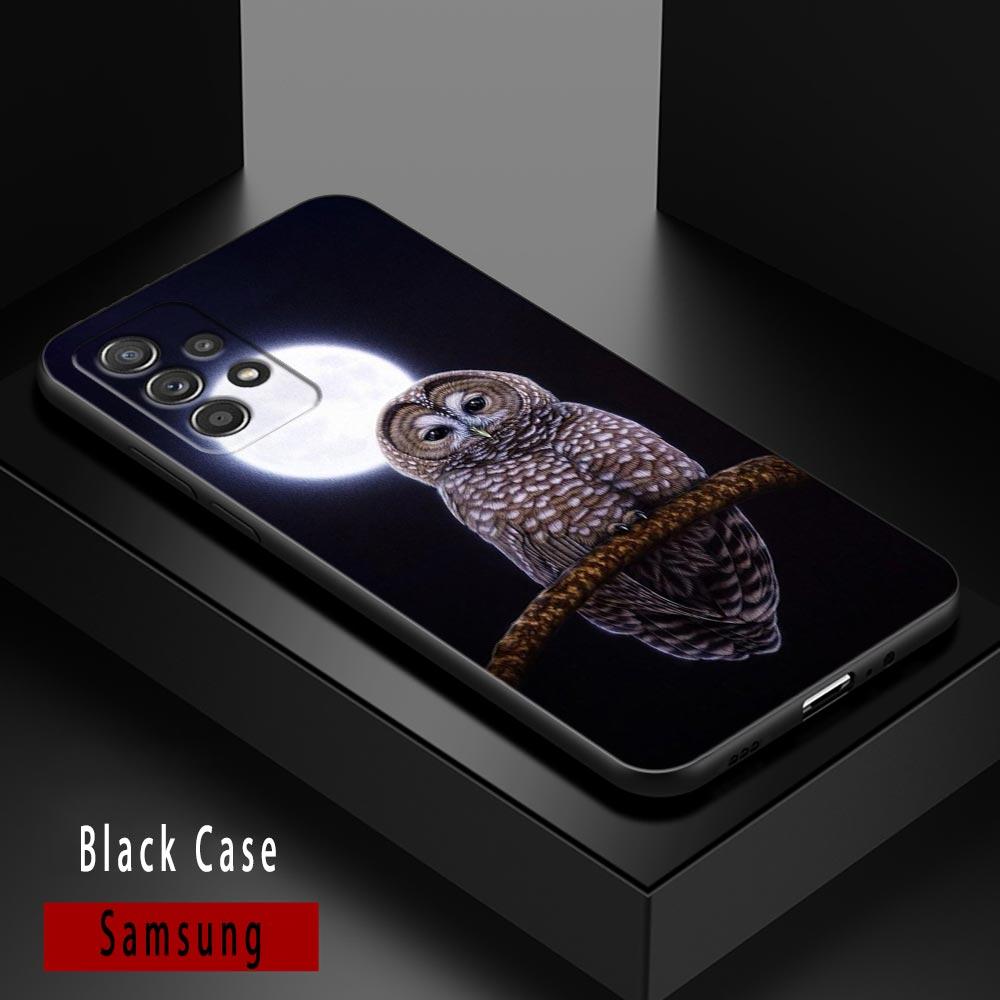 Cute Baby Owl Animal Cases For Samsung Galaxy A52 Funda Samsung A52s A54 A53 5G A72 A73 A33 A31 A32 A51 A71 A41 Soft Black Cover
