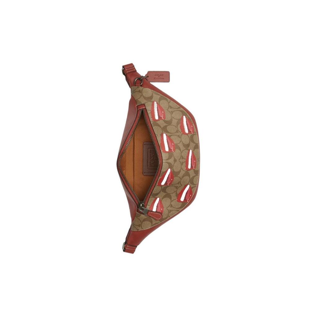 Coach Warren 30 Printed Zipper Crossbody Chest Bag Waist Bag Large Men bags Brown CQ085-QBV0S