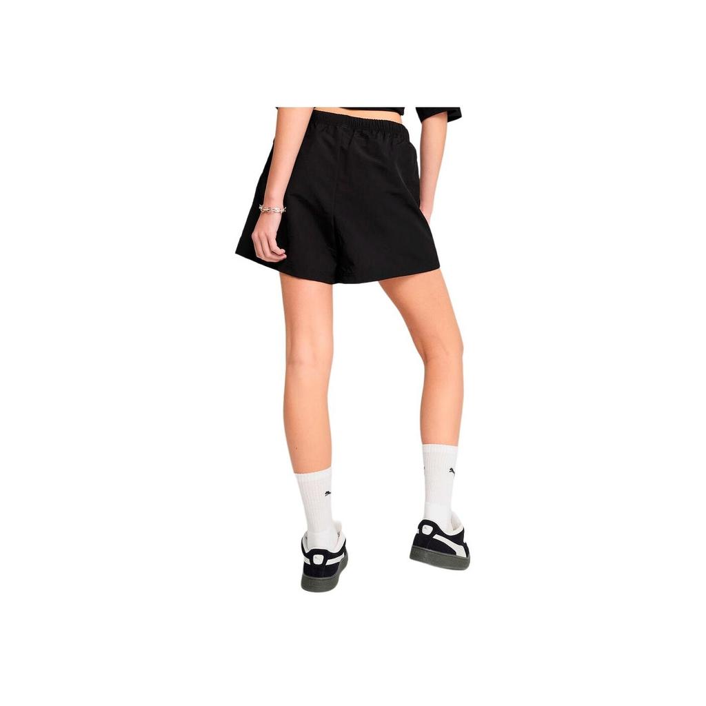 Puma Esswoven Гардероб A-силуэта Логотип Универсальные Шорты для бега Фитнес Свободные Спортивные шорты Женские шорты Черный 631918-01