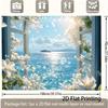 Two-dimensional plane, two-dimensional background banner, bird's-eye view of the sea scene and white flower decoration.
