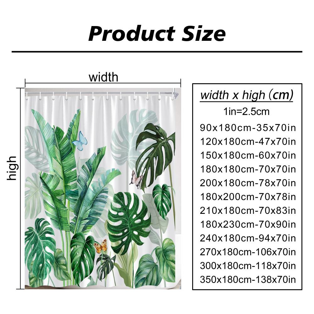 Floral Plants Shower Curtain Flowers Bamboo Butterfly Green Vines Botanical Herb Modern Bathroom Decor Polyester Bathtub Curtain