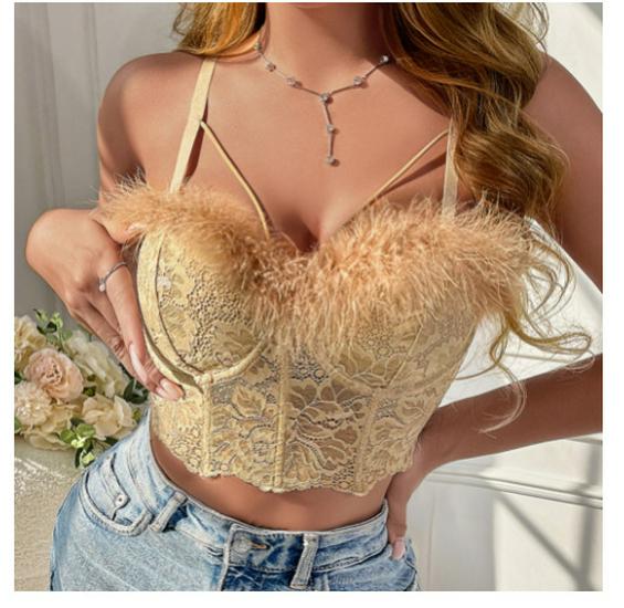 2024 Европейский и Американский Элегантный Жилет с Французским Кружевом, Перьями и Кисточками