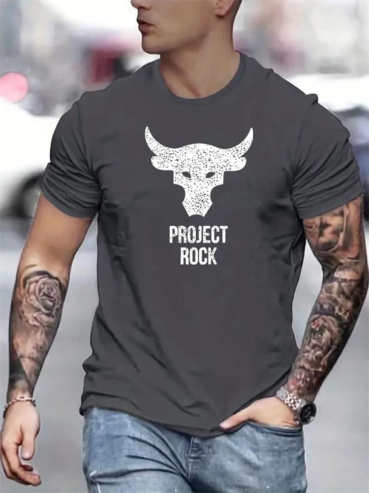 2024 New Summer Daily Casual Men's T-shirt Outdoor Street Men Fashion Short-sleeved Top 3D Bull Head Print Men's T-shirt