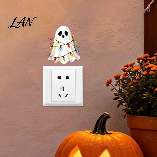 Holiday Switch Decals Halloween Ghost Decorative Sticker, Cartoon Fairy Lamp Decal for Light Wall Switch, Removable Sticker Bedroom Living Room