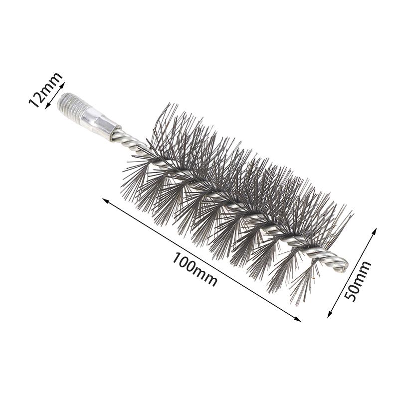 1 шт. Щетка для чистки дымохода, полировка труб, 10-50 мм, резьбовая проволочная щетка, металлическая ручка, щетка из нержавеющей стали